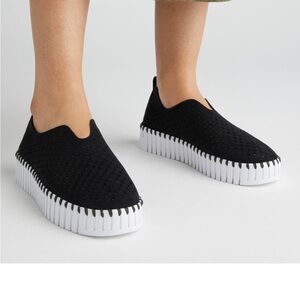 Ilse Jacobsen Tulip Black Knit Sneakers with White Sole